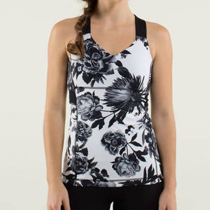 LULULEMON Push Ur Limits Tank Brisk Bloom black white athletic tank top